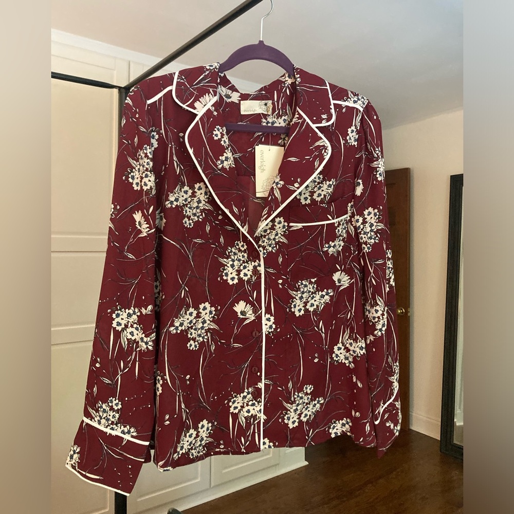 Everleigh Pajama-Style Blouse Size M NWT
